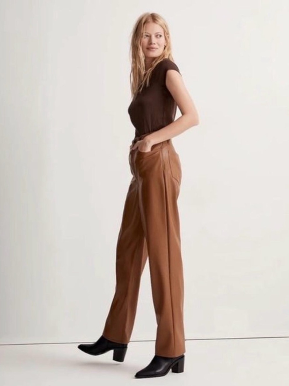 Madewell The Perfect Vintage Wide Leg Jean : Faux Leather Edition Sz 26